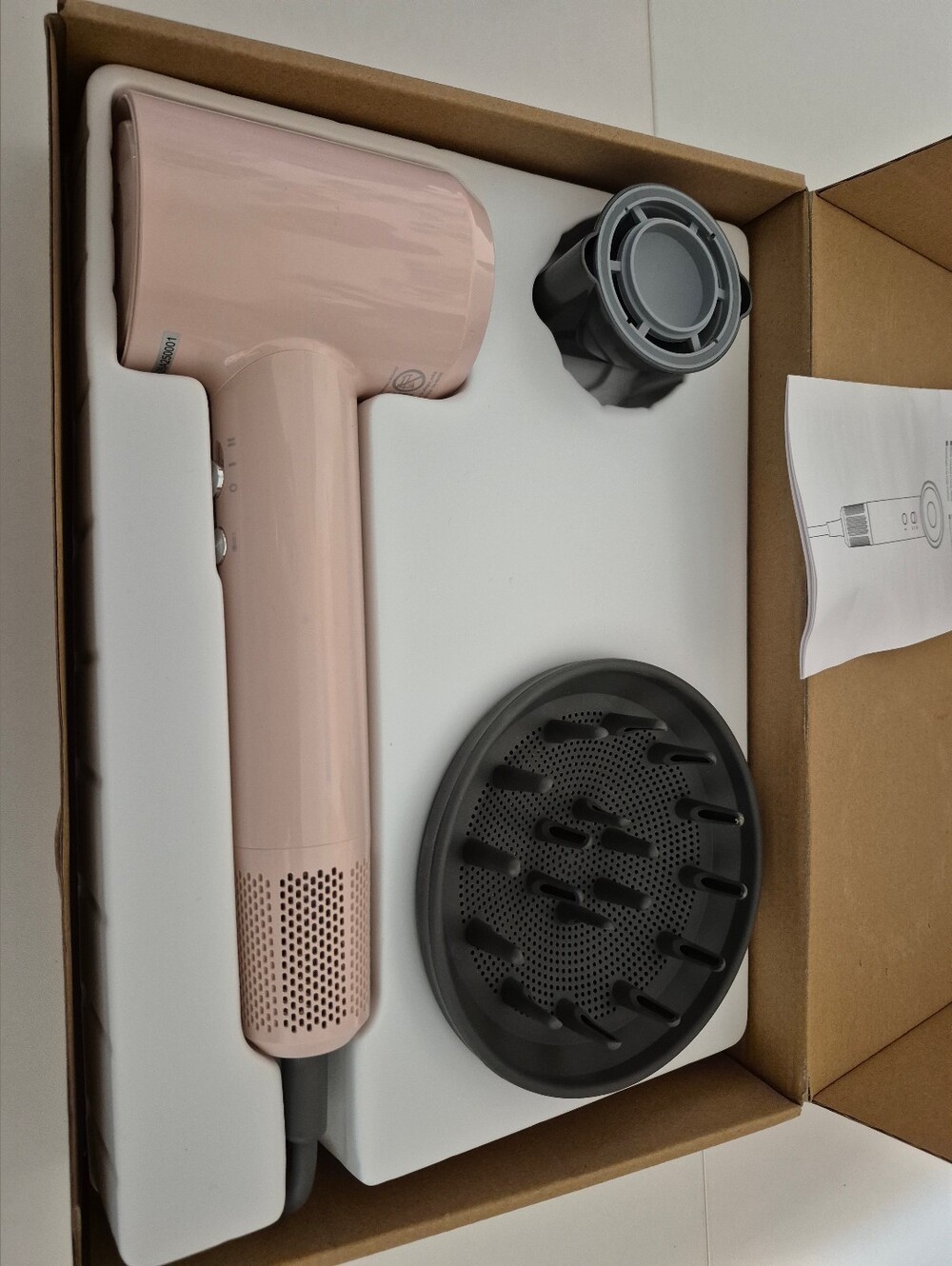 Pink Blow Dryer, Hair Dryer with Diffuser & Nozzle High Speed, Fast Drying